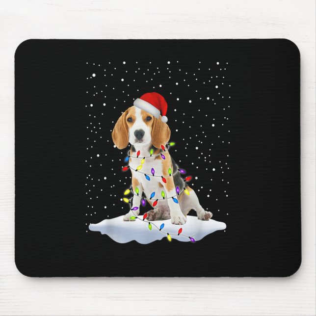 Mousepad Papais noeis Beagle Christmas Light Snowfake Dog M (Frente)