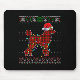 Mousepad Papais noeis bonitos Poodle de Xadrez Vermelha Luz