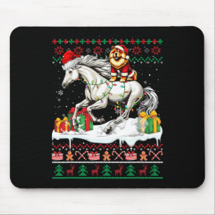 Mousepad Papais noeis Chow Chow Riding Horse Christmas Swea