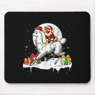 Mousepad Papais noeis Chow Chow Riding Llama Christmas Owne