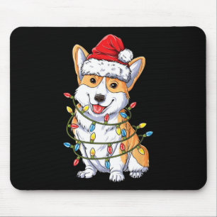 Mousepad Papais noeis Corgi Luzes de Árvore de Natal Xmas