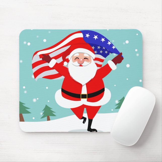Mousepad Papais noeis correndo com bandeira americana (Com mouse)