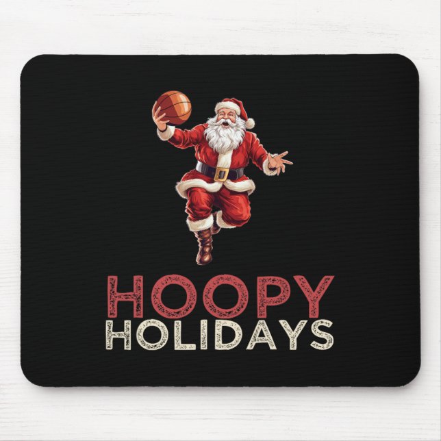 Mousepad Papais noeis de basquetebol festivos de Natal 1 (Frente)