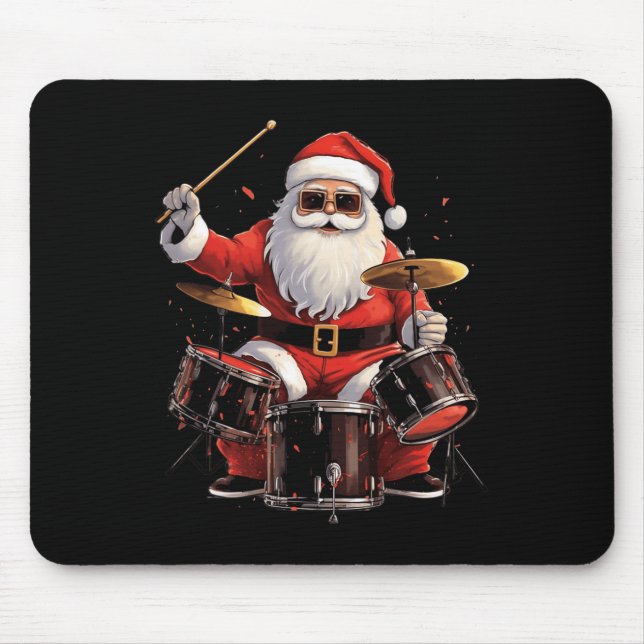 Mousepad Papais noeis De Drummer Tocando Tambores Engraçado (Frente)