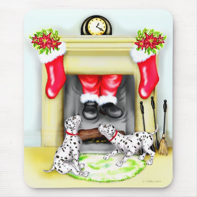 Mousepad Papais noeis de Natal de Dalmation caem (Frente)