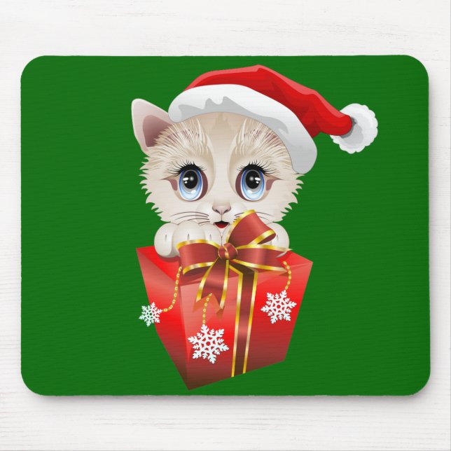 Mousepad Papais noeis de Natal de Kitten com presentes (Frente)