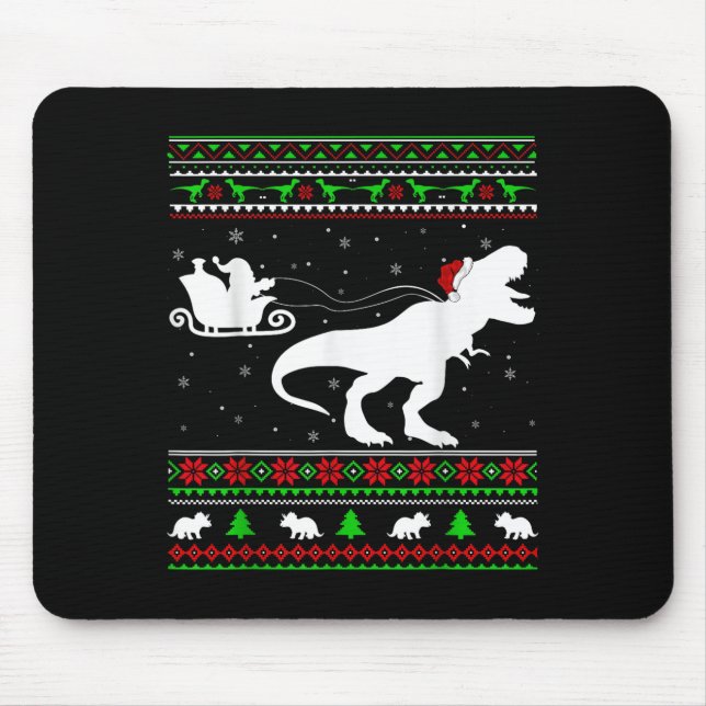 Mousepad Papais noeis de Natal Feios Esleigh Andando Dinoss (Frente)