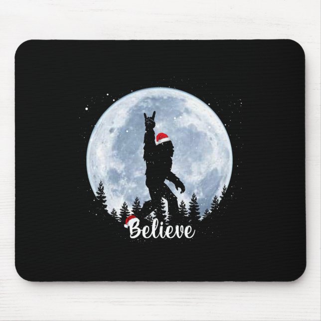 Mousepad Papais noeis do rock roll sasquatch crente do nata (Frente)