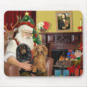 Mousepad Papais noeis Dois Dachshets De Cabelo Longo