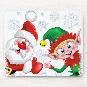 Mousepad Papais noeis e Caracteres de Natal do Elf diminuem