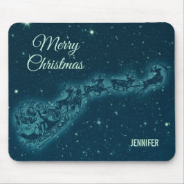 Mousepad Papais noeis e suas Reindeers no Céu Noturno de Na