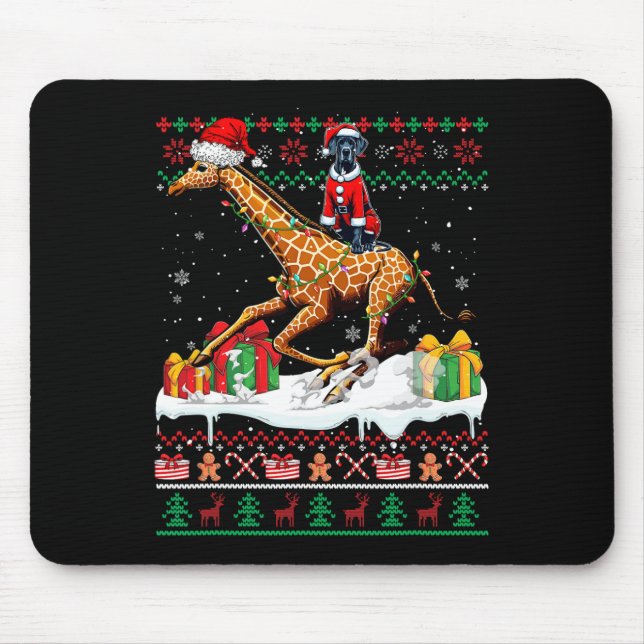 Mousepad Papais noeis Grande Dane Andando Girafa Suéter de  (Frente)