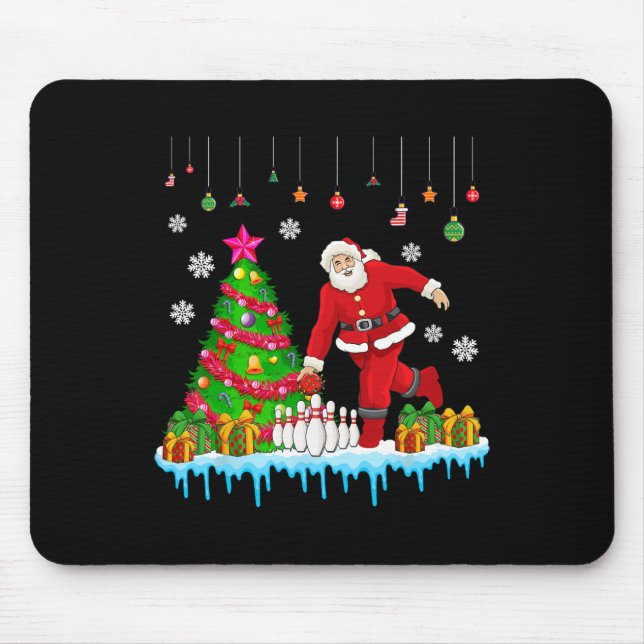 Mousepad Papais noeis Jogando Boliche Árvore de Natal Jogad (Frente)