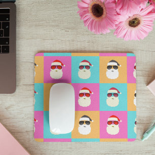 Mousepad Papais noeis neon com óculos escuros Padrão Legal