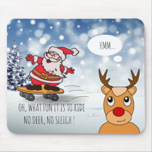 Mousepad Papais noeis no skate, surra engraçada no inverno
