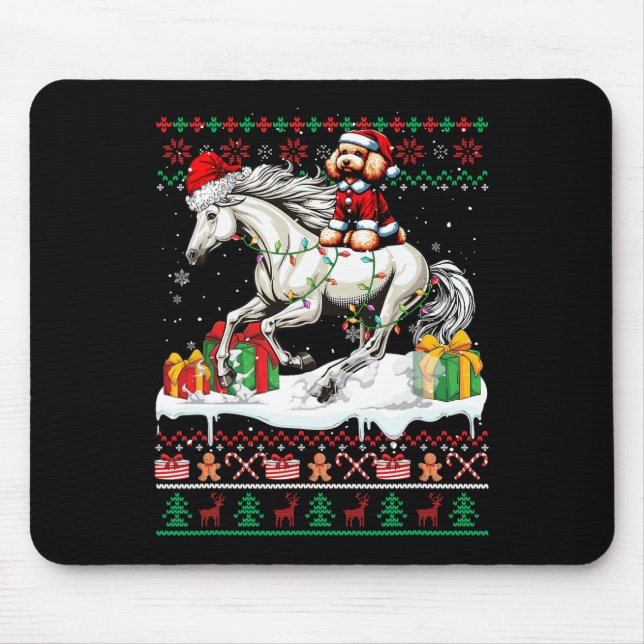 Mousepad Papais noeis Poodle Riding Horse (Frente)