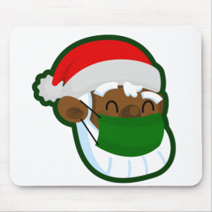 Mousepad papais noeis pretos de máscara de Natal do Corona
