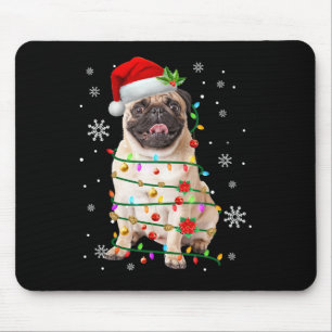 Mousepad Papais noeis Pug Natal Luzes Xmas Cachorros Macaco