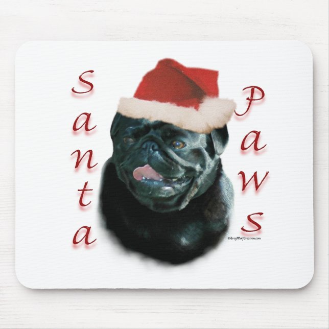 Mousepad Papais noeis Pug (preto) (Frente)
