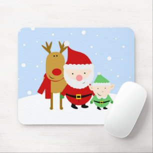 Mousepad Papais noeis, Reindeer e elfo no Pad do Mouse no D