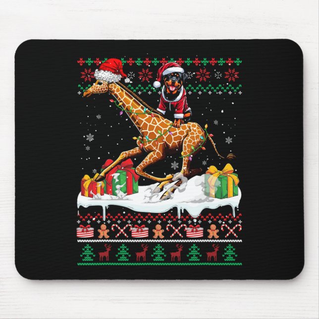Mousepad Papais noeis Rottweiler Andando Girafa Suéter de N (Frente)