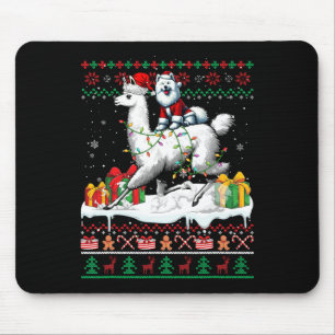 Mousepad Papais noeis Samoyed Riding Llama Christmas Sweove
