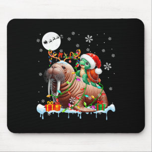 Mousepad Papais noeis Tartle Riding Walrus Reindeer Mar de