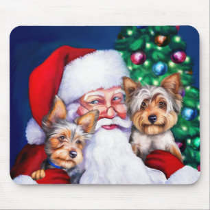 Mousepad Papais noeis Yorkies no Natal