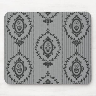 Mousepad Papel de Parede Barroco em Cinza