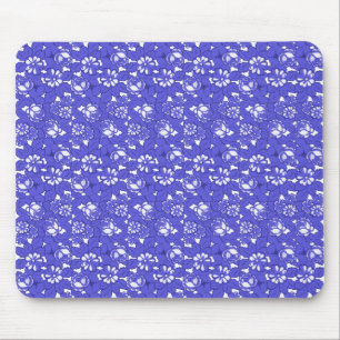 Mousepad Papel de parede Barroco - Padrão de Flor Azul