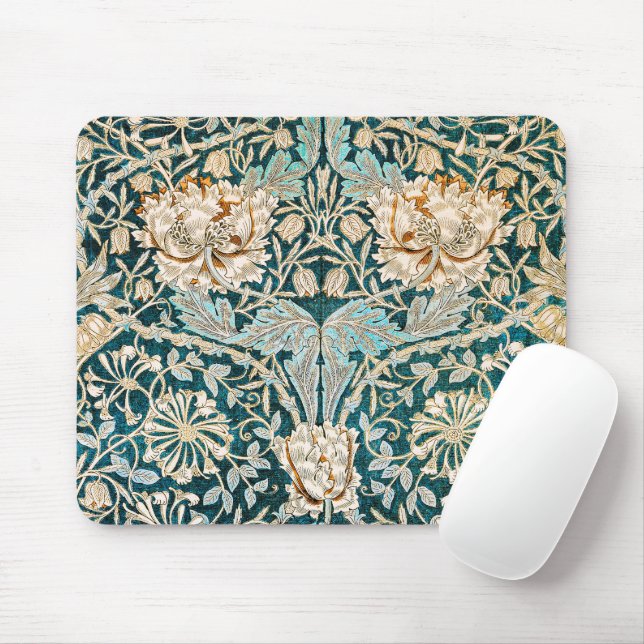 Mousepad Papel de Parede Floral Blue Honeysuckle de Morris  (Com mouse)