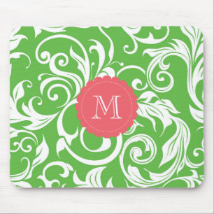 Mousepad Papel de parede floral do monograma saboroso do