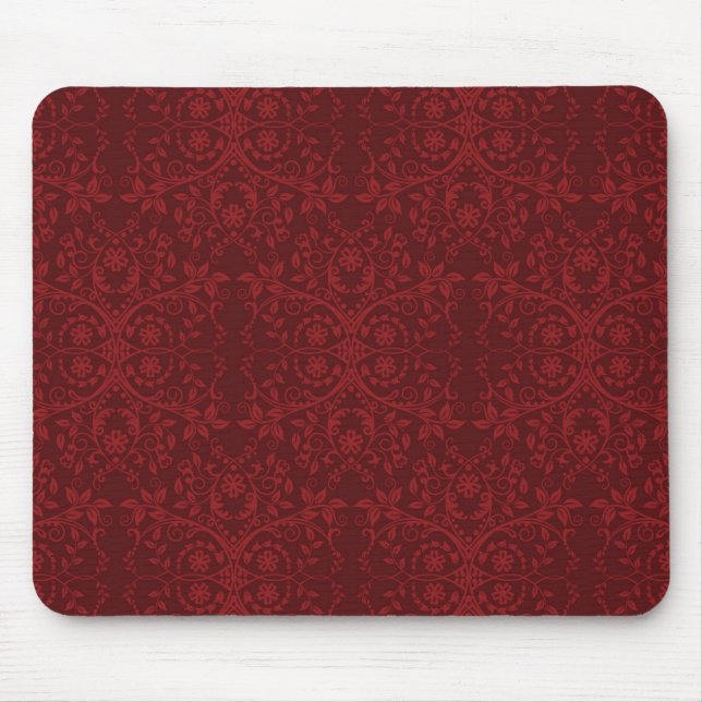 Mousepad Papel de parede floral vermelho detalhado (Frente)