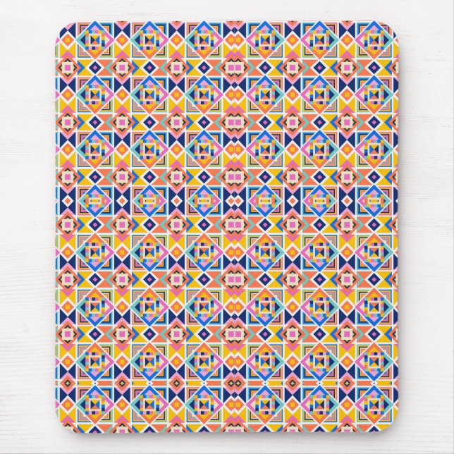 Mousepad Papel de rato colorido com ladrilho geométrico int (Frente)