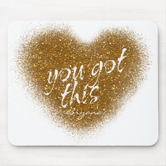 Mousepad Papel de Rato Glitter Dourado Coração Glamour VOCÊ (Frente)