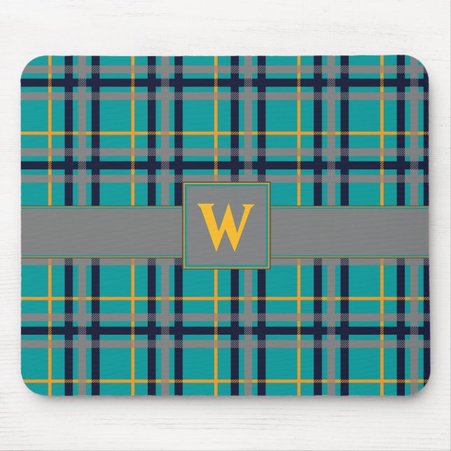 Mousepad Papel de Rato Xadrez Azul e Laranja (Frente)