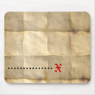 Mousepad Papel velho de pergaminho, mapa do tesouro