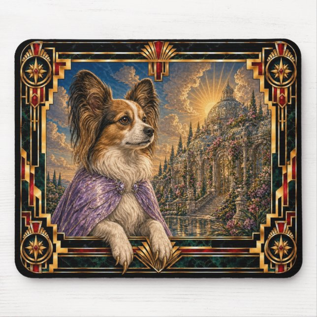 Mousepad Papillon, Cão Art Déco (Frente)