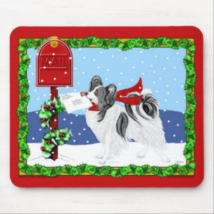 Mousepad Papillon Christmas Mail Blk Wht