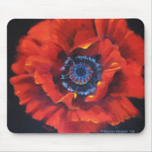 Mousepad Papoila vermelha na esteira preta do rato