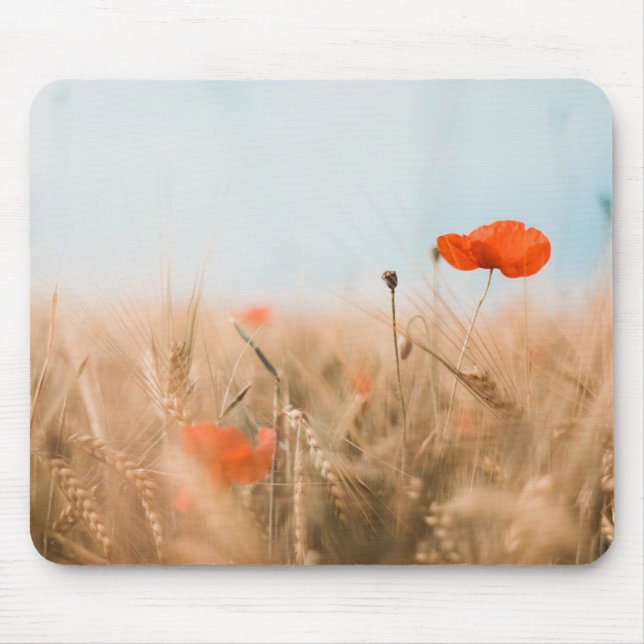 Mousepad Papoilas vermelhas e cevada Dourado (Frente)