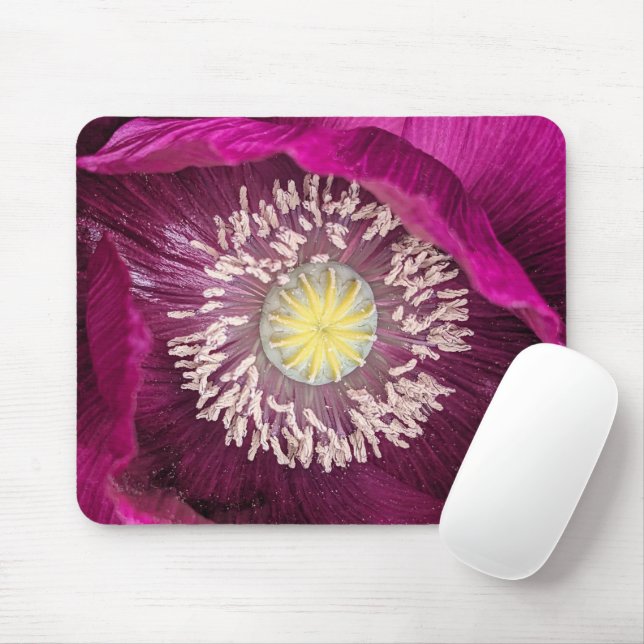 Mousepad Papoula Oriental Floral Rosa Escuro (Com mouse)