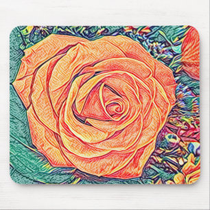 Mousepad Paquaria Rosa aquarela e lápis Arte