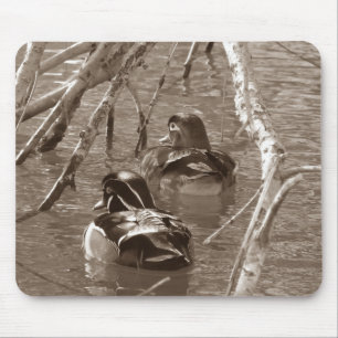 Mousepad Par de Pato de Madeira na Sepia