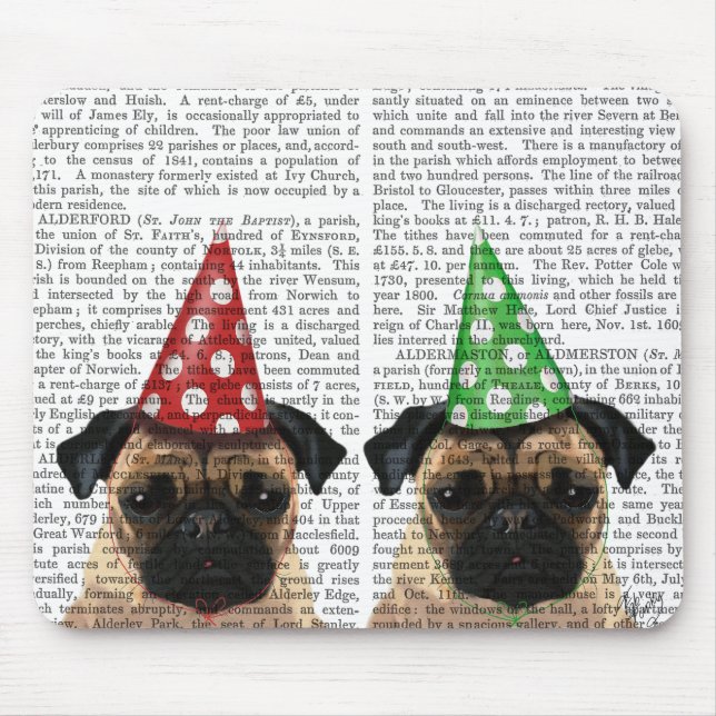 Mousepad Par de Pugs do Partido (Frente)