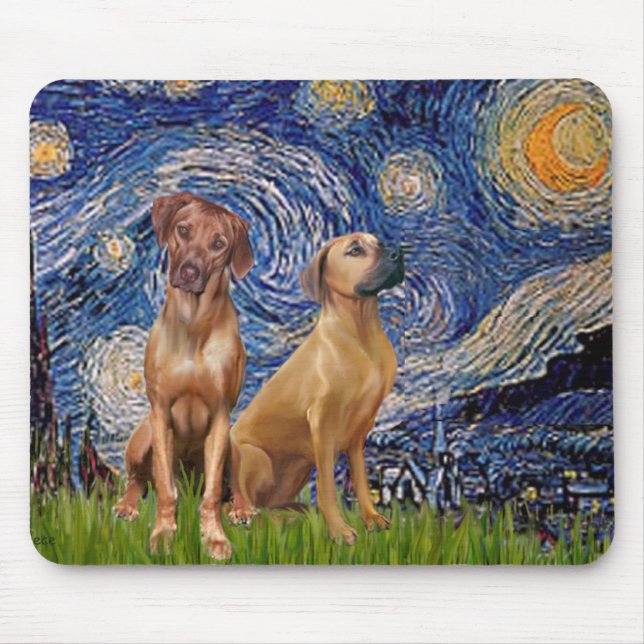 Mousepad Par de Rhodesian Ridgeback - Noite Estrelada (Frente)