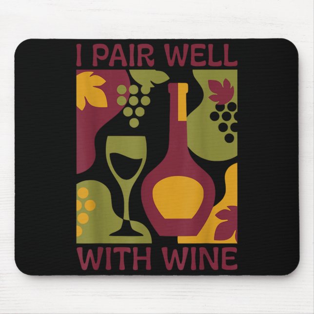 Mousepad Par divertido de vinho retrô abstrato de meados do (Frente)