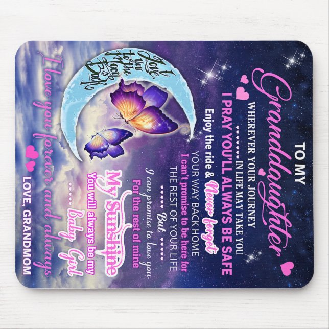 Mousepad Para a minha neta Butterflies Aniversário, Dotada  (Frente)