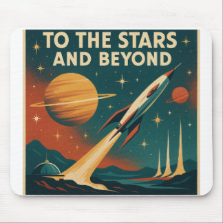 Mousepad "Para As Estrelas E Além" Viagem De Espaço Vintage