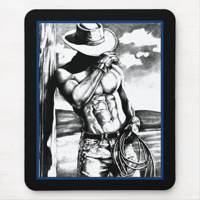 Mousepad Para Ele, Masculina, Legal Arte De Cowboy (Frente)